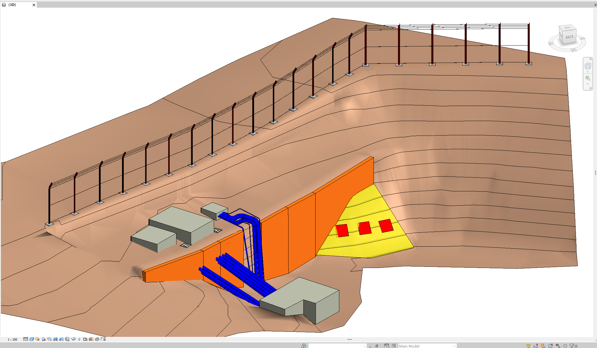 香港某边坡加固 BIM 模型(Skin wall & Pipe)